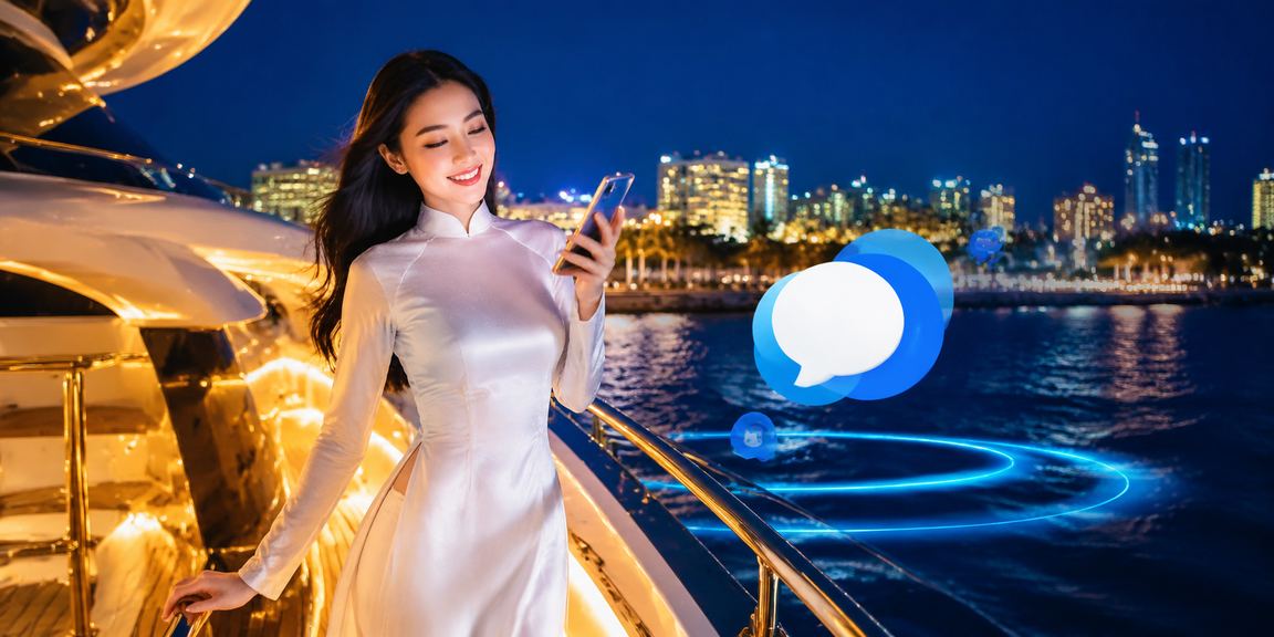 Người phụ nữ mặc áo dài tại Phan Thiết chơi casino trên điện thoại di động