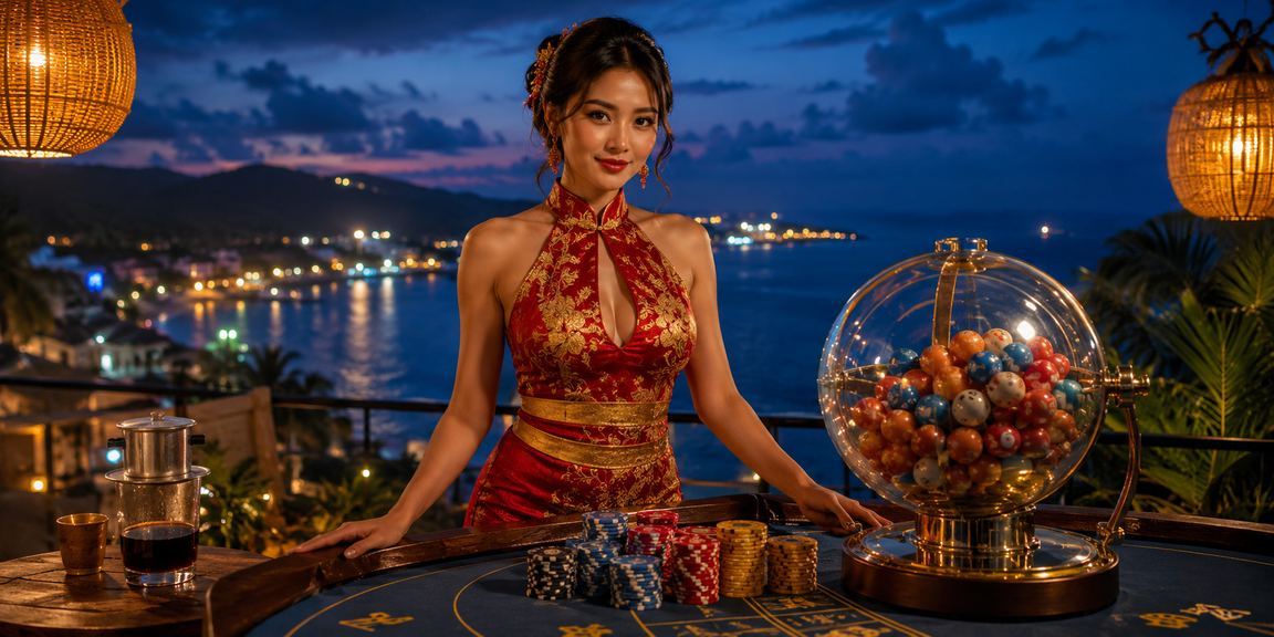 Người dùng tại Phú Quốc thư giãn với xổ số và kiểm tra thanh toán vf666 trong quán cà phê